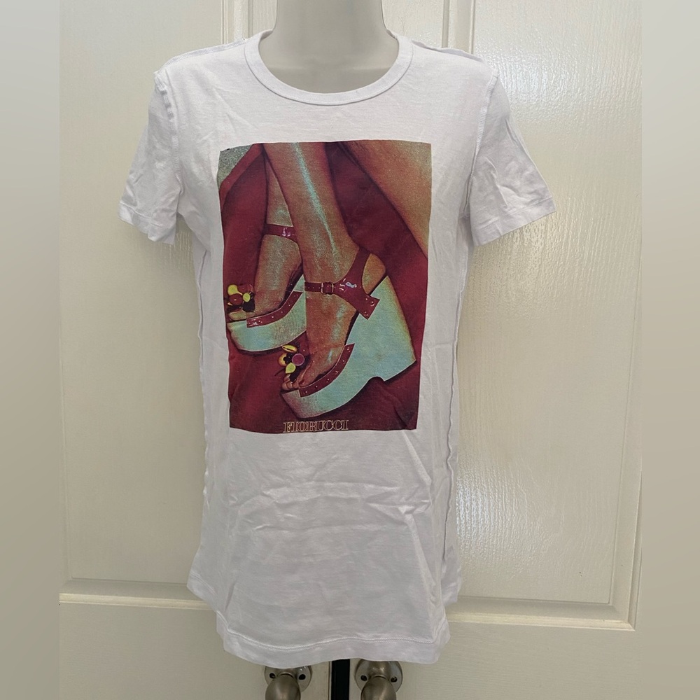 Real Edition Fiorucci Platform Shoes White Graphic T-Shirt Sz XS